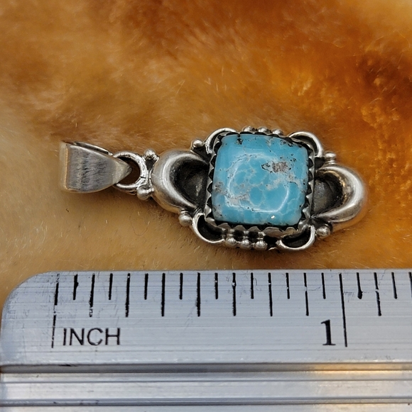 NEW 925 Brushed Sterling Silver White Water Turquoise Full Back Pendant #222 - Picture 10 of 10